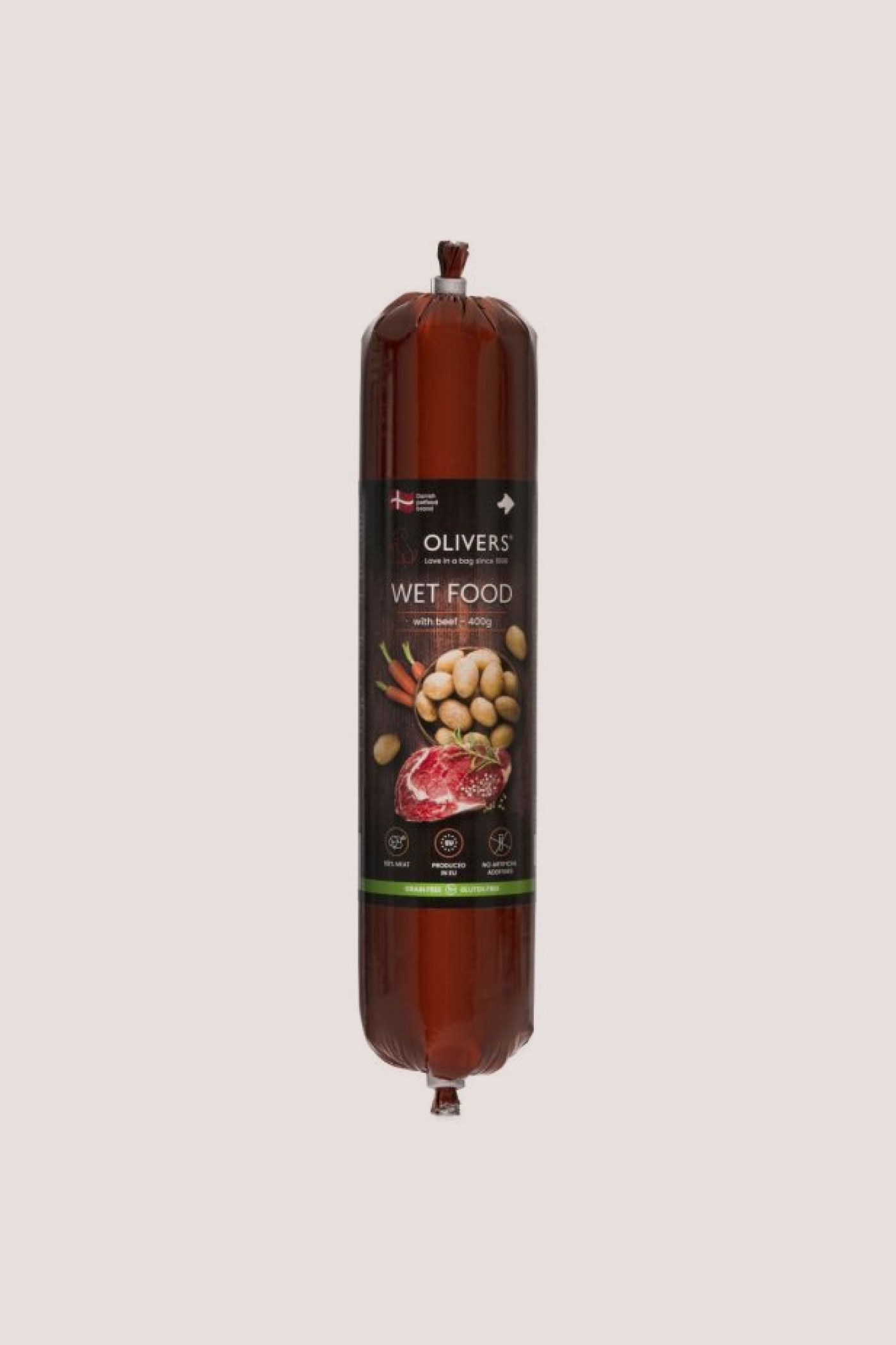 OLIVERS BEEF WET FOOD SAUSAGE 400G